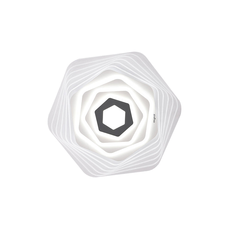 LED Bedroom Ceiling Lighting Simplicity White Flush Mount Fixture with Stacked Triangle/Square/Hexagon Acrylic Shade Clearhalo 'Ceiling Lights' 'Close To Ceiling Lights' 'Close to ceiling' 'Flush mount' Lighting' 1867850