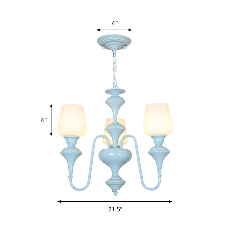 Nordic Style Blue Chandelier Cylinder Shade Metal Hanging Light for Study Room Clearhalo 'Ceiling Lights' 'Chandeliers' Lighting' options 186786