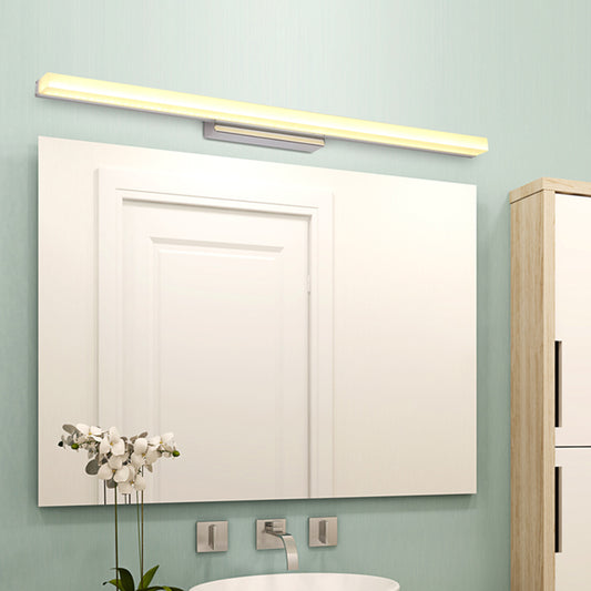 LED Bathroom Wall Lamp Contemporary Chrome Vanity Lighting with Streamlined Metal Shade in Warm/White Light Chrome Clearhalo 'Cast Iron' 'Glass' 'Industrial' 'Modern wall lights' 'Modern' 'Tiffany' 'Traditional wall lights' 'Vanity Lights' 'Wall Lights' Lighting' 1867861