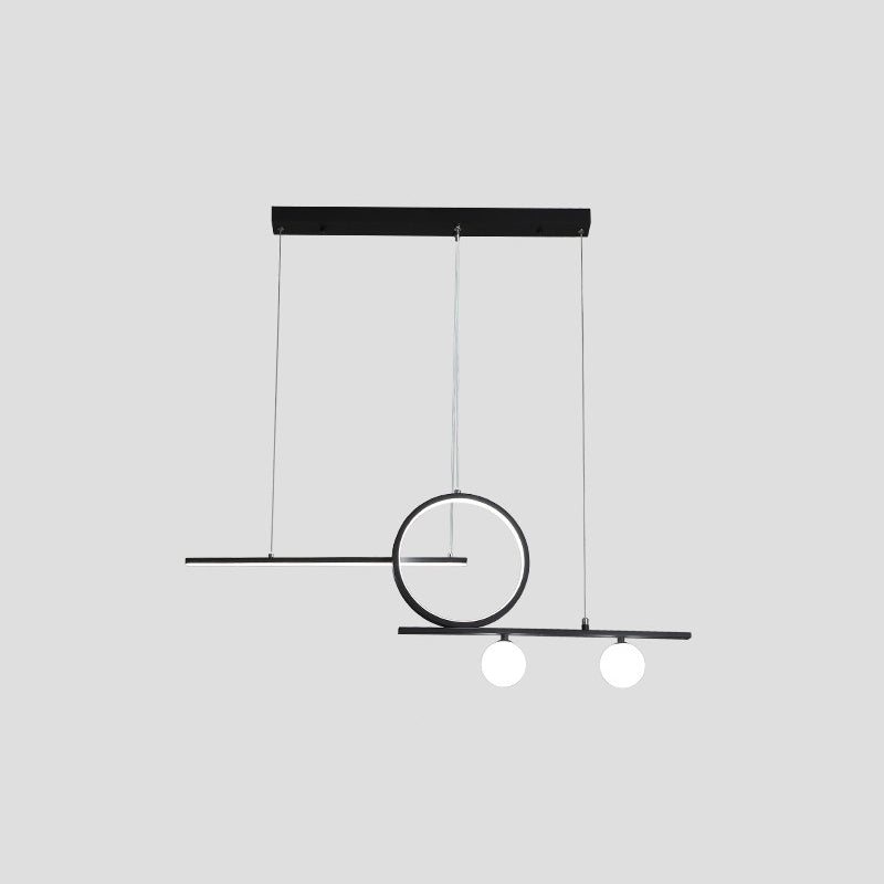 Bar and Circle Suspension Light Modernist Metal Dining Room LED Island Lighting Ideas in Black/White Clearhalo 'Ceiling Lights' 'Island Lights' Lighting' 1867871