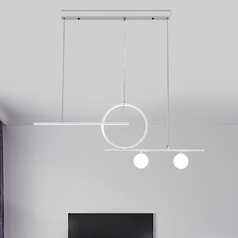 Bar and Circle Suspension Light Modernist Metal Dining Room LED Island Lighting Ideas in Black/White Clearhalo 'Ceiling Lights' 'Island Lights' Lighting' 1867874