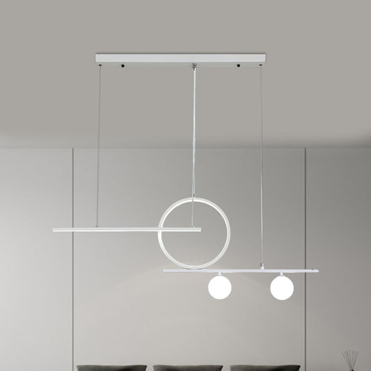 Bar and Circle Suspension Light Modernist Metal Dining Room LED Island Lighting Ideas in Black/White Clearhalo 'Ceiling Lights' 'Island Lights' Lighting' 1867875