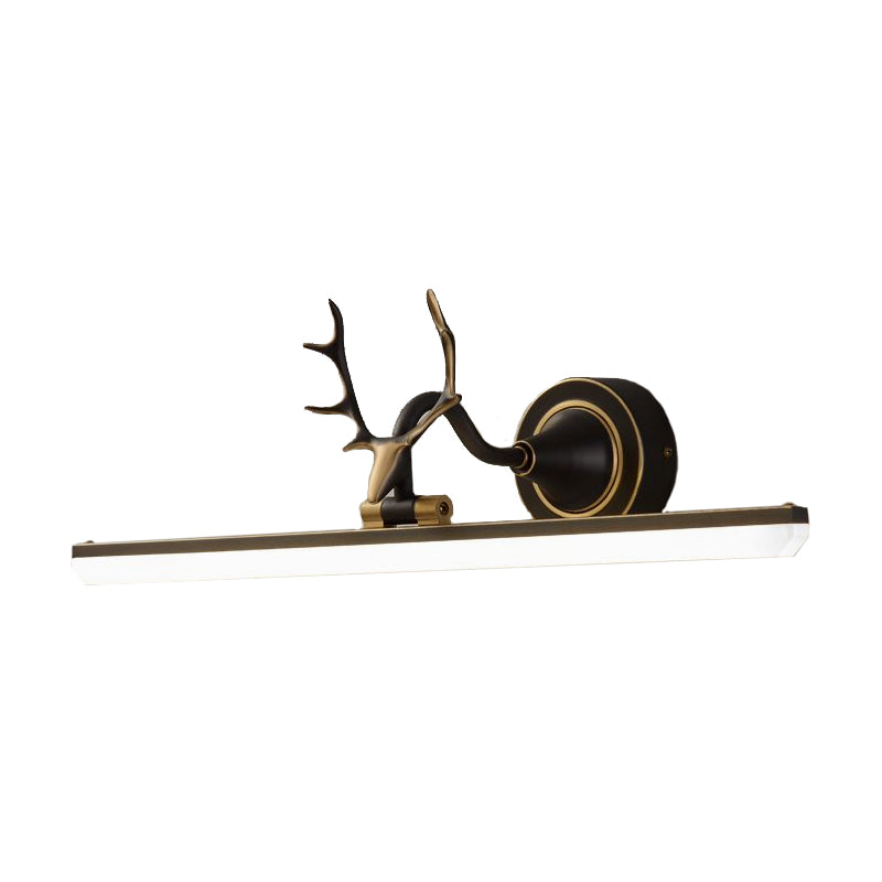 Strip Vanity Sconce Light Modernism Metal Black/Gold LED Wall Lamp Fixture with Antler Arm Clearhalo 'Cast Iron' 'Glass' 'Industrial' 'Modern wall lights' 'Modern' 'Tiffany' 'Traditional wall lights' 'Vanity Lights' 'Wall Lights' Lighting' 1867887