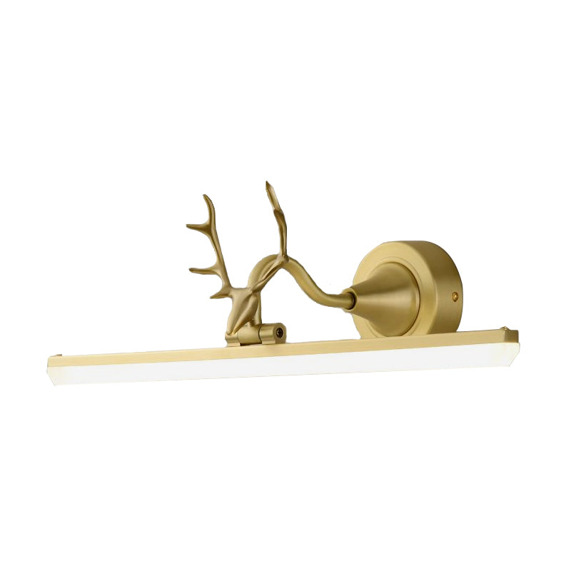 Strip Vanity Sconce Light Modernism Metal Black/Gold LED Wall Lamp Fixture with Antler Arm Clearhalo 'Cast Iron' 'Glass' 'Industrial' 'Modern wall lights' 'Modern' 'Tiffany' 'Traditional wall lights' 'Vanity Lights' 'Wall Lights' Lighting' 1867891