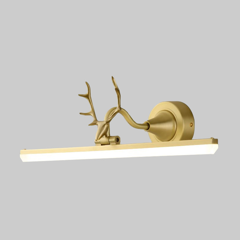 Strip Vanity Sconce Light Modernism Metal Black/Gold LED Wall Lamp Fixture with Antler Arm Clearhalo 'Cast Iron' 'Glass' 'Industrial' 'Modern wall lights' 'Modern' 'Tiffany' 'Traditional wall lights' 'Vanity Lights' 'Wall Lights' Lighting' 1867892