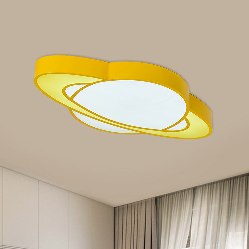 Acrylic Planet Flush Mount Lighting Fixture Children Style Red/Yellow/Green LED Close to Ceiling Lamp Yellow Clearhalo 'Ceiling Lights' 'Close To Ceiling Lights' 'Close to ceiling' 'Flush mount' Lighting' 1867893