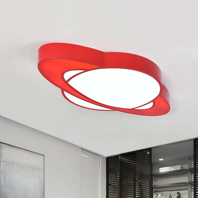 Acrylic Planet Flush Mount Lighting Fixture Children Style Red/Yellow/Green LED Close to Ceiling Lamp Red Clearhalo 'Ceiling Lights' 'Close To Ceiling Lights' 'Close to ceiling' 'Flush mount' Lighting' 1867897