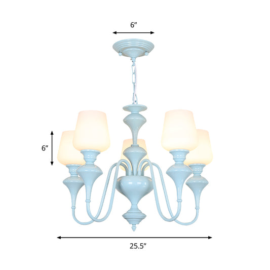 Nordic Style Blue Chandelier Cylinder Shade Metal Hanging Light for Study Room Clearhalo 'Ceiling Lights' 'Chandeliers' Lighting' options 186790