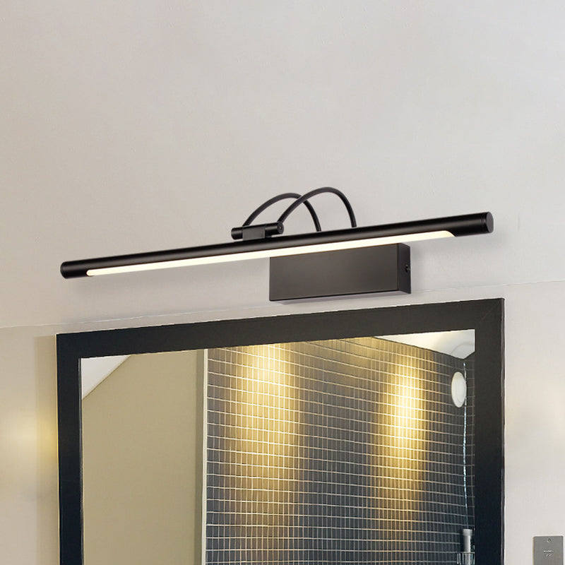 Simple LED Vanity Lamp Black Elongated Wall Light Fixture with Metallic Shade in Warm/White Light Black Clearhalo 'Cast Iron' 'Glass' 'Industrial' 'Modern wall lights' 'Modern' 'Tiffany' 'Traditional wall lights' 'Vanity Lights' 'Wall Lights' Lighting' 1867957