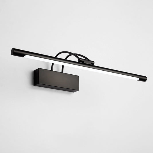 Simple LED Vanity Lamp Black Elongated Wall Light Fixture with Metallic Shade in Warm/White Light Clearhalo 'Cast Iron' 'Glass' 'Industrial' 'Modern wall lights' 'Modern' 'Tiffany' 'Traditional wall lights' 'Vanity Lights' 'Wall Lights' Lighting' 1867959