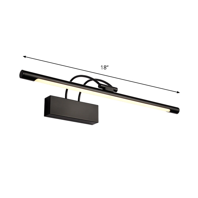 Simple LED Vanity Lamp Black Elongated Wall Light Fixture with Metallic Shade in Warm/White Light Clearhalo 'Cast Iron' 'Glass' 'Industrial' 'Modern wall lights' 'Modern' 'Tiffany' 'Traditional wall lights' 'Vanity Lights' 'Wall Lights' Lighting' 1867960