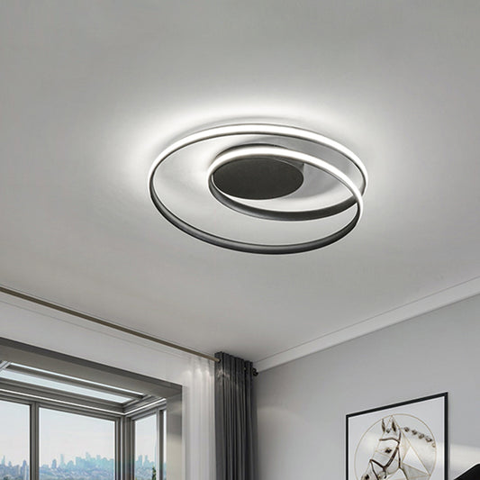 18"/23.5" W Metal Circular Ceiling Flush Modernist LED Flush Mount Lamp in Black, Warm/White Light Black Clearhalo 'Ceiling Lights' 'Close To Ceiling Lights' 'Close to ceiling' 'Flush mount' Lighting' 1867965