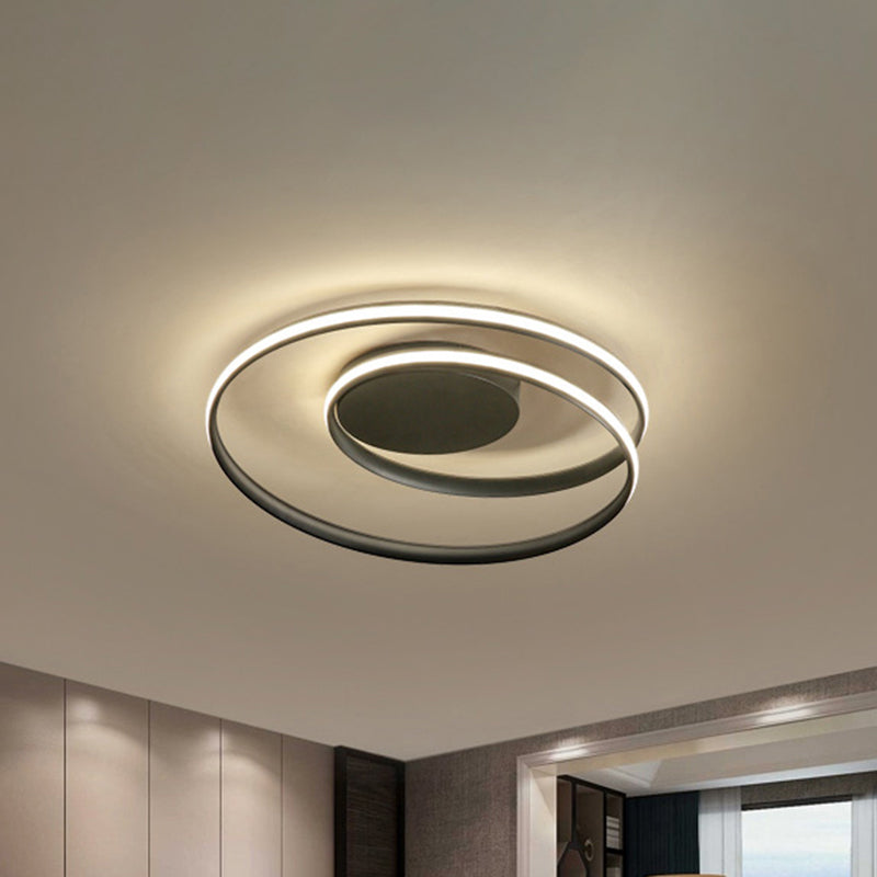 18"/23.5" W Metal Circular Ceiling Flush Modernist LED Flush Mount Lamp in Black, Warm/White Light Clearhalo 'Ceiling Lights' 'Close To Ceiling Lights' 'Close to ceiling' 'Flush mount' Lighting' 1867966