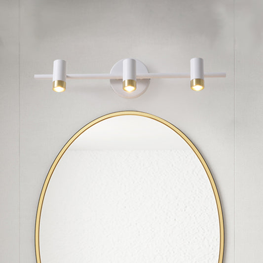 3-Arm Wall Mounted Light Fixture Minimalism Metallic 3 Heads Bathroom Vanity Lamp in White White Clearhalo 'Cast Iron' 'Glass' 'Industrial' 'Modern wall lights' 'Modern' 'Tiffany' 'Traditional wall lights' 'Vanity Lights' 'Wall Lights' Lighting' 1867970