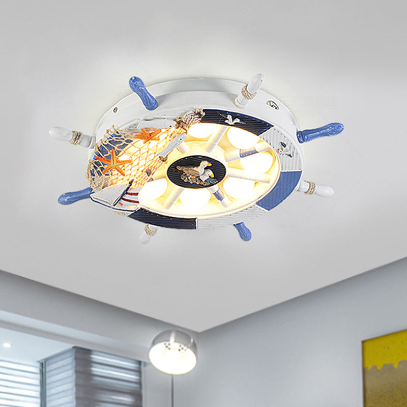 Acrylic Rudder Ceiling Lamp Modernist LED White Flush Mount Fixture with Fishing Net Deco in Warm/White Light White Clearhalo 'Ceiling Lights' 'Close To Ceiling Lights' 'Close to ceiling' 'Flush mount' Lighting' 1867992