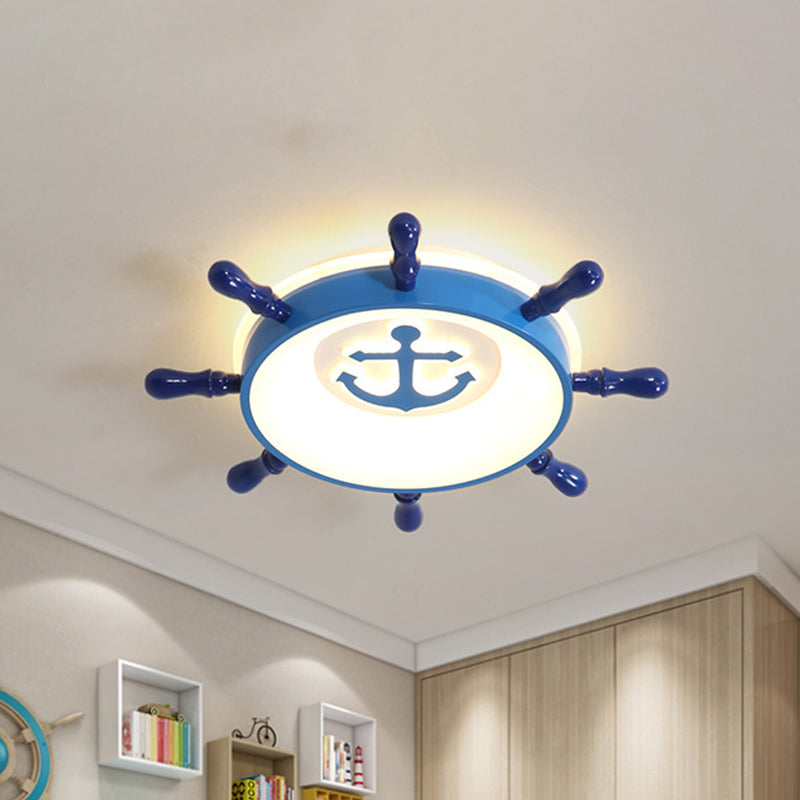 Acrylic Anchor Flush Mount Lighting Nautical LED Blue Ceiling Flush with Rudder Design Blue Clearhalo 'Ceiling Lights' 'Close To Ceiling Lights' 'Close to ceiling' 'Flush mount' Lighting' 1868056