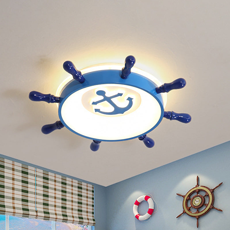 Acrylic Anchor Flush Mount Lighting Nautical LED Blue Ceiling Flush with Rudder Design Clearhalo 'Ceiling Lights' 'Close To Ceiling Lights' 'Close to ceiling' 'Flush mount' Lighting' 1868057