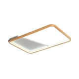 Wood Square/Rectangle Frame Flush Light Simplicity LED Ceiling Mounted Fixture in Beige, 13"/17"/21" Length Clearhalo 'Ceiling Lights' 'Close To Ceiling Lights' 'Close to ceiling' 'Flush mount' Lighting' 1868069