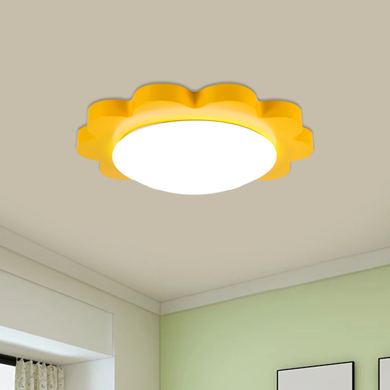 Modern Dome Ceiling Fixture Acrylic LED Playroom Flush Mount with Sun Metal Design in Yellow Yellow Clearhalo 'Ceiling Lights' 'Close To Ceiling Lights' 'Close to ceiling' 'Flush mount' Lighting' 1868071