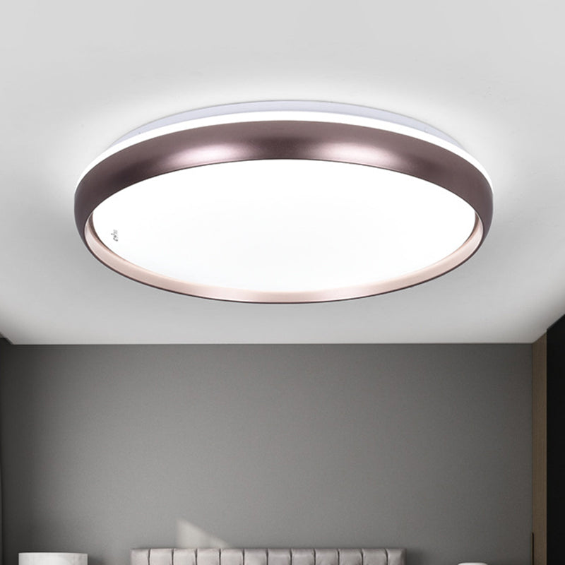 Slim Round Ceiling Lamp Modernism Metallic LED Dark Brown/Copper/Dark Gold Flush Mount Lighting Fixture for Parlor Copper Clearhalo 'Ceiling Lights' 'Close To Ceiling Lights' 'Close to ceiling' 'Flush mount' Lighting' 1868083