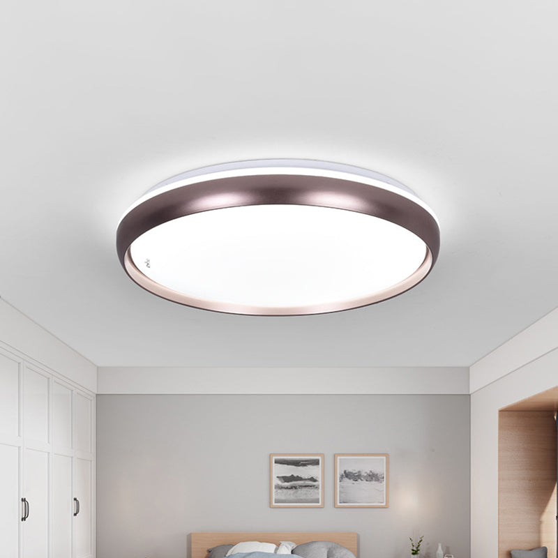 Slim Round Ceiling Lamp Modernism Metallic LED Dark Brown/Copper/Dark Gold Flush Mount Lighting Fixture for Parlor Clearhalo 'Ceiling Lights' 'Close To Ceiling Lights' 'Close to ceiling' 'Flush mount' Lighting' 1868084