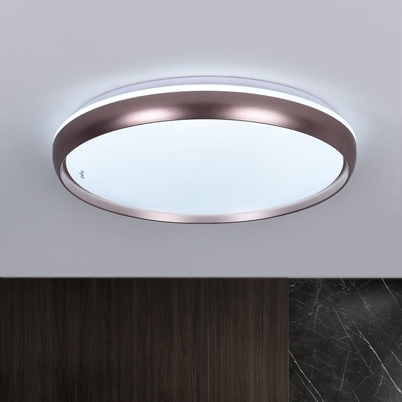 Slim Round Ceiling Lamp Modernism Metallic LED Dark Brown/Copper/Dark Gold Flush Mount Lighting Fixture for Parlor Clearhalo 'Ceiling Lights' 'Close To Ceiling Lights' 'Close to ceiling' 'Flush mount' Lighting' 1868085