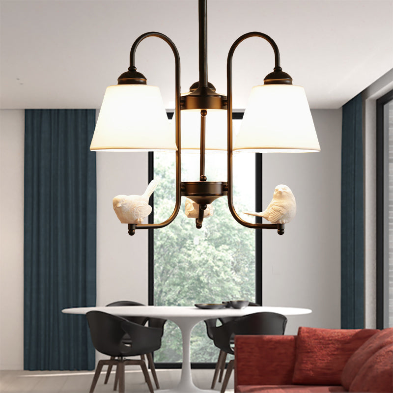 Rustic Style Bucket Chandelier with Bird Metal 3-Light Hanging Light for Child Bedroom Black Clearhalo 'Ceiling Lights' 'Chandeliers' Lighting' options 186808_036e8da5-eaeb-4ac8-8609-10c86ccc2253