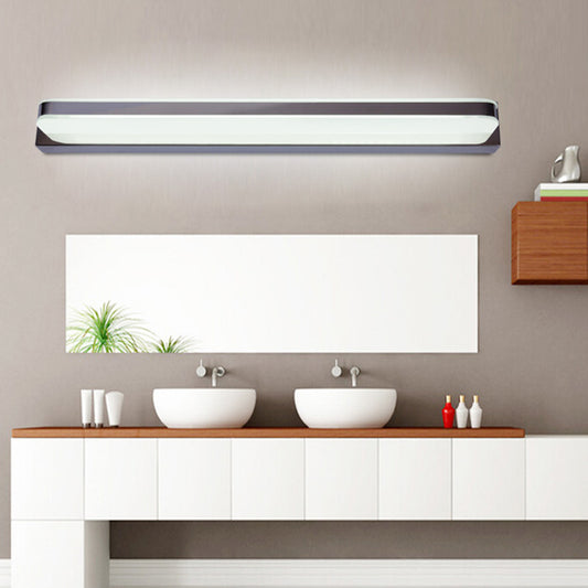 Modernism LED Vanity Wall Sconce Nickel Elongated Wall Lighting with Stainless-Steel Shade in Warm/White Light, 16"/19.5" L Clearhalo 'Modern wall lights' 'Modern' 'Vanity Lights' 'Wall Lights' Lighting' 1868092