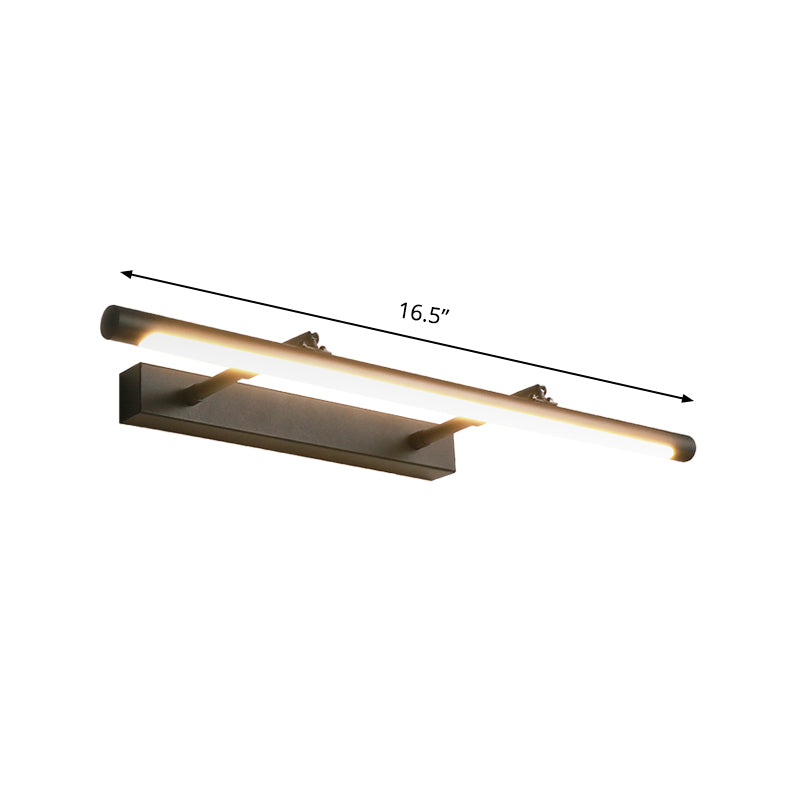 Metal Bar Wall Mounted Vanity Light Minimalist 16.5"/24.5" L LED Black Wall Sconce in Warm/White Light for Rest Room Clearhalo 'Cast Iron' 'Glass' 'Industrial' 'Modern wall lights' 'Modern' 'Tiffany' 'Traditional wall lights' 'Vanity Lights' 'Wall Lights' Lighting' 1868116