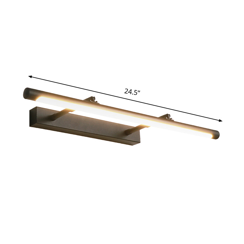 Metal Bar Wall Mounted Vanity Light Minimalist 16.5"/24.5" L LED Black Wall Sconce in Warm/White Light for Rest Room Clearhalo 'Cast Iron' 'Glass' 'Industrial' 'Modern wall lights' 'Modern' 'Tiffany' 'Traditional wall lights' 'Vanity Lights' 'Wall Lights' Lighting' 1868117