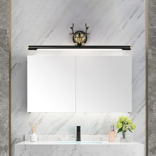 LED Toilet Vanity Light Modern Black Antler Wall Lighting with Straight Metal Shade Black Clearhalo 'Cast Iron' 'Glass' 'Industrial' 'Modern wall lights' 'Modern' 'Tiffany' 'Traditional wall lights' 'Vanity Lights' 'Wall Lights' Lighting' 1868118