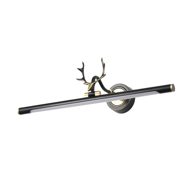 LED Toilet Vanity Light Modern Black Antler Wall Lighting with Straight Metal Shade Clearhalo 'Cast Iron' 'Glass' 'Industrial' 'Modern wall lights' 'Modern' 'Tiffany' 'Traditional wall lights' 'Vanity Lights' 'Wall Lights' Lighting' 1868120