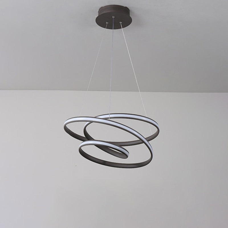 Twisted Circle Suspension Pendant Simple Metallic LED Bedroom Hanging Chandelier in Coffee, Warm/White Light Clearhalo 'Ceiling Lights' 'Chandeliers' 'Modern Chandeliers' 'Modern' Lighting' 1868123