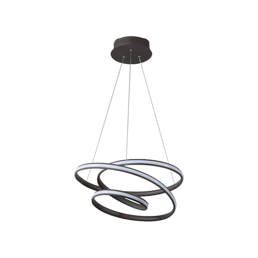 Twisted Circle Suspension Pendant Simple Metallic LED Bedroom Hanging Chandelier in Coffee, Warm/White Light Clearhalo 'Ceiling Lights' 'Chandeliers' 'Modern Chandeliers' 'Modern' Lighting' 1868124