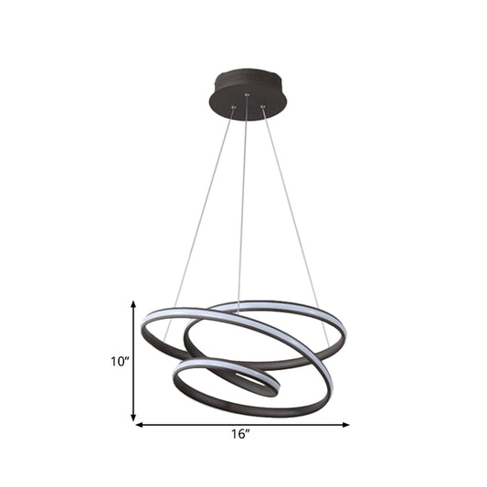 Twisted Circle Suspension Pendant Simple Metallic LED Bedroom Hanging Chandelier in Coffee, Warm/White Light Clearhalo 'Ceiling Lights' 'Chandeliers' 'Modern Chandeliers' 'Modern' Lighting' 1868125