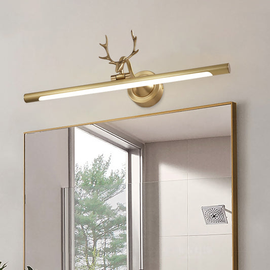 Gold Bar Wall Vanity Sconce Light Minimalist LED Metal Wall Mounted Lamp with Antler Arm Clearhalo 'Cast Iron' 'Glass' 'Industrial' 'Modern wall lights' 'Modern' 'Tiffany' 'Traditional wall lights' 'Vanity Lights' 'Wall Lights' Lighting' 1868147
