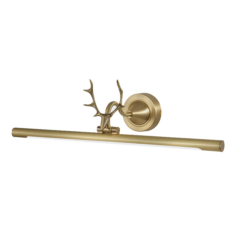 Gold Bar Wall Vanity Sconce Light Minimalist LED Metal Wall Mounted Lamp with Antler Arm Clearhalo 'Cast Iron' 'Glass' 'Industrial' 'Modern wall lights' 'Modern' 'Tiffany' 'Traditional wall lights' 'Vanity Lights' 'Wall Lights' Lighting' 1868148