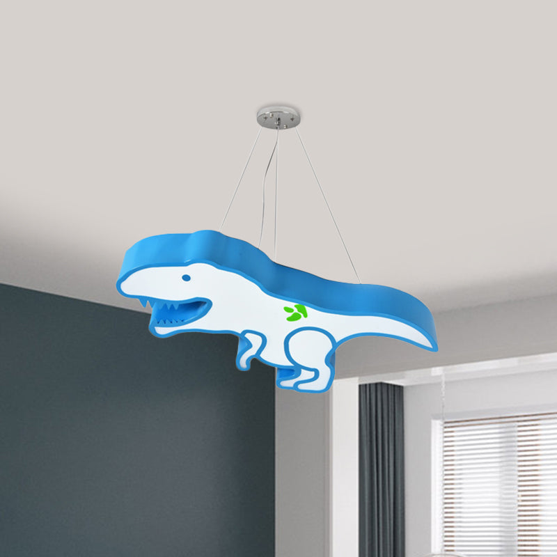 Cartoon Pterosaur/Tyrannosaurus Chandelier Kids Acrylic Pink/Blue LED Hanging Light Fixture Clearhalo 'Ceiling Lights' 'Chandeliers' Lighting' options 1868155