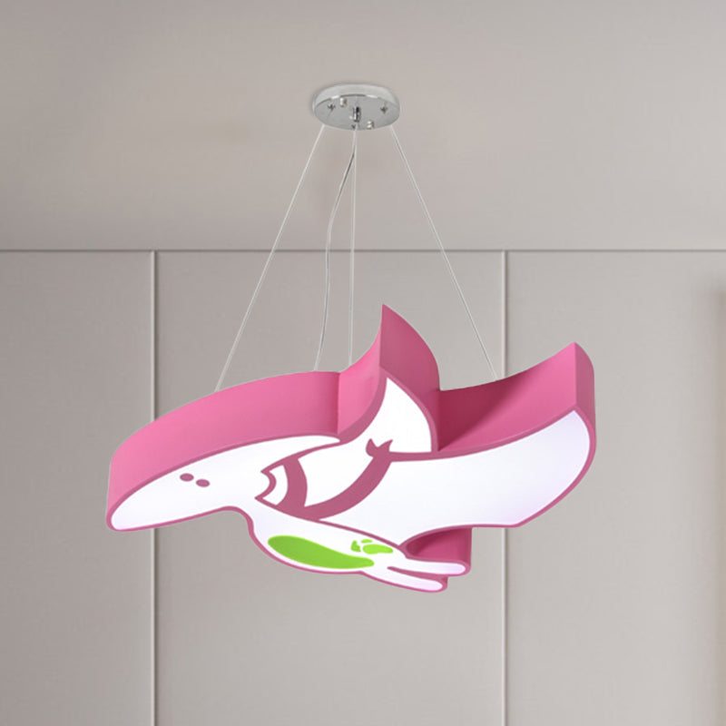 Cartoon Pterosaur/Tyrannosaurus Chandelier Kids Acrylic Pink/Blue LED Hanging Light Fixture Clearhalo 'Ceiling Lights' 'Chandeliers' Lighting' options 1868159