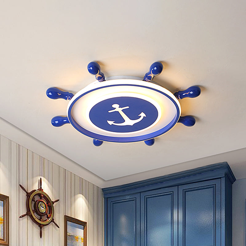 Blue Rudder Ceiling Mounted Fixture Children Style 21.5"/25.5" Width LED Acrylic Flush Lighting in Warm/White Light Blue Clearhalo 'Ceiling Lights' 'Close To Ceiling Lights' 'Close to ceiling' 'Flush mount' Lighting' 1868180