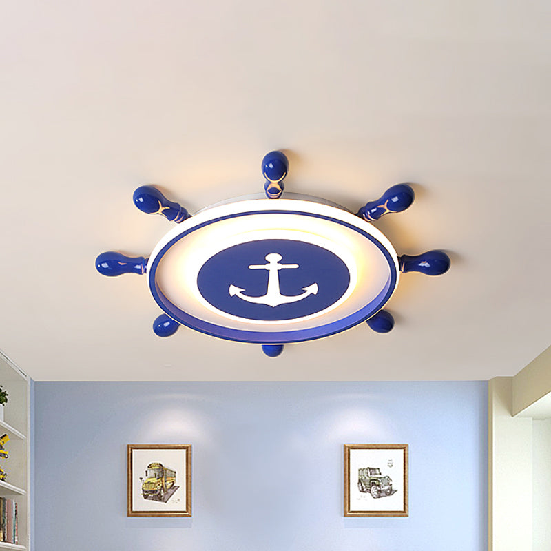 Blue Rudder Ceiling Mounted Fixture Children Style 21.5"/25.5" Width LED Acrylic Flush Lighting in Warm/White Light Clearhalo 'Ceiling Lights' 'Close To Ceiling Lights' 'Close to ceiling' 'Flush mount' Lighting' 1868181