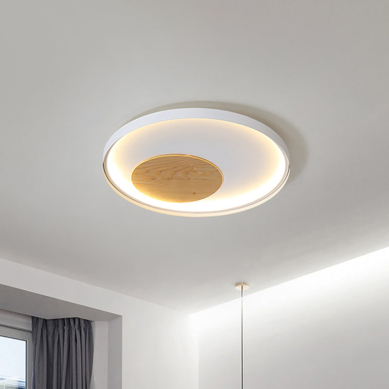 12"/16"/19.5" W Simple LED Ceiling Flush Black/White Circular Flush Mount Light Fixture with Metallic Shade White Clearhalo 'Ceiling Lights' 'Close To Ceiling Lights' 'Close to ceiling' 'Flush mount' Lighting' 1868213