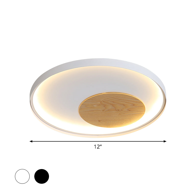 12"/16"/19.5" W Simple LED Ceiling Flush Black/White Circular Flush Mount Light Fixture with Metallic Shade Clearhalo 'Ceiling Lights' 'Close To Ceiling Lights' 'Close to ceiling' 'Flush mount' Lighting' 1868216