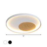 12"/16"/19.5" W Simple LED Ceiling Flush Black/White Circular Flush Mount Light Fixture with Metallic Shade Clearhalo 'Ceiling Lights' 'Close To Ceiling Lights' 'Close to ceiling' 'Flush mount' Lighting' 1868217