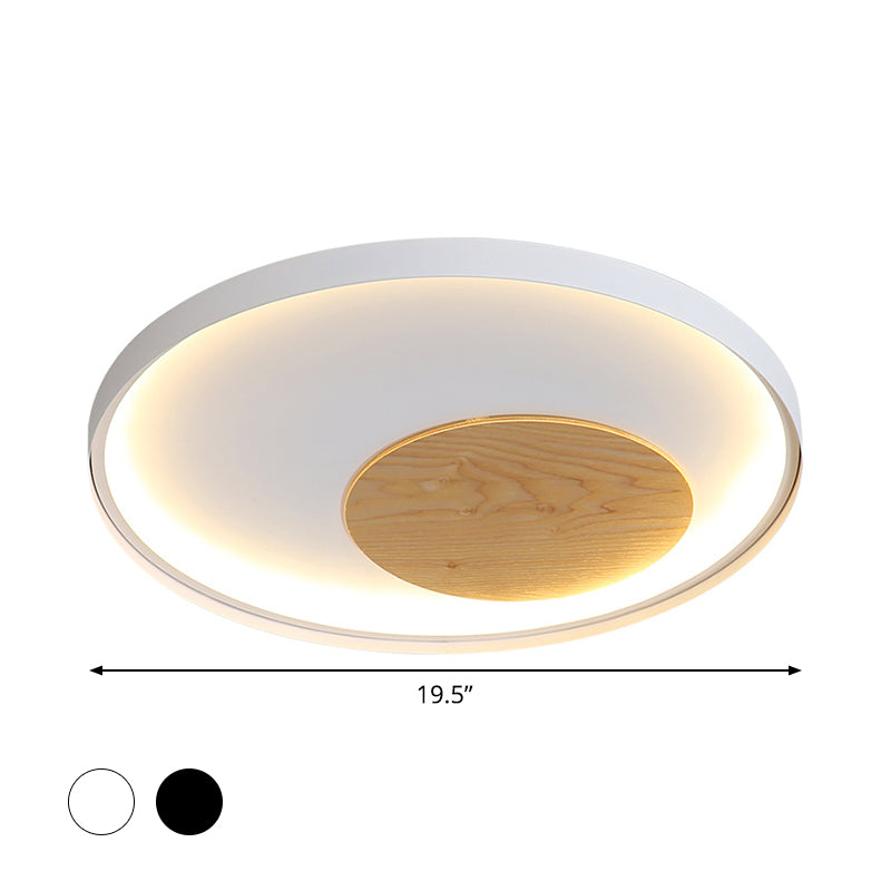 12"/16"/19.5" W Simple LED Ceiling Flush Black/White Circular Flush Mount Light Fixture with Metallic Shade Clearhalo 'Ceiling Lights' 'Close To Ceiling Lights' 'Close to ceiling' 'Flush mount' Lighting' 1868218