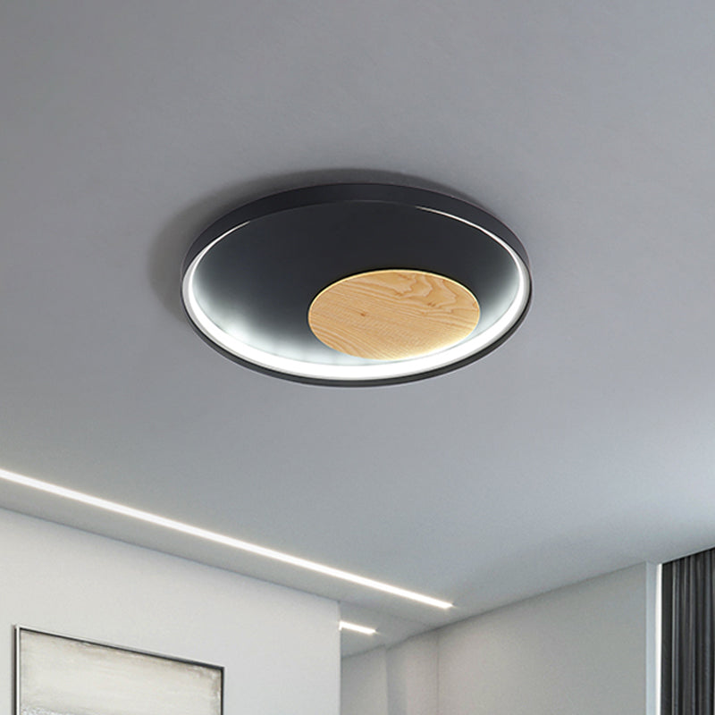 12"/16"/19.5" W Simple LED Ceiling Flush Black/White Circular Flush Mount Light Fixture with Metallic Shade Clearhalo 'Ceiling Lights' 'Close To Ceiling Lights' 'Close to ceiling' 'Flush mount' Lighting' 1868220