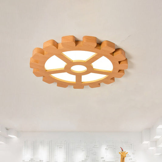 Gear Close to Ceiling Lamp Modernist Metal LED Orange Flush Mount for Kindergarten Orange Clearhalo 'Ceiling Lights' 'Close To Ceiling Lights' 'Close to ceiling' 'Flush mount' Lighting' 1868223