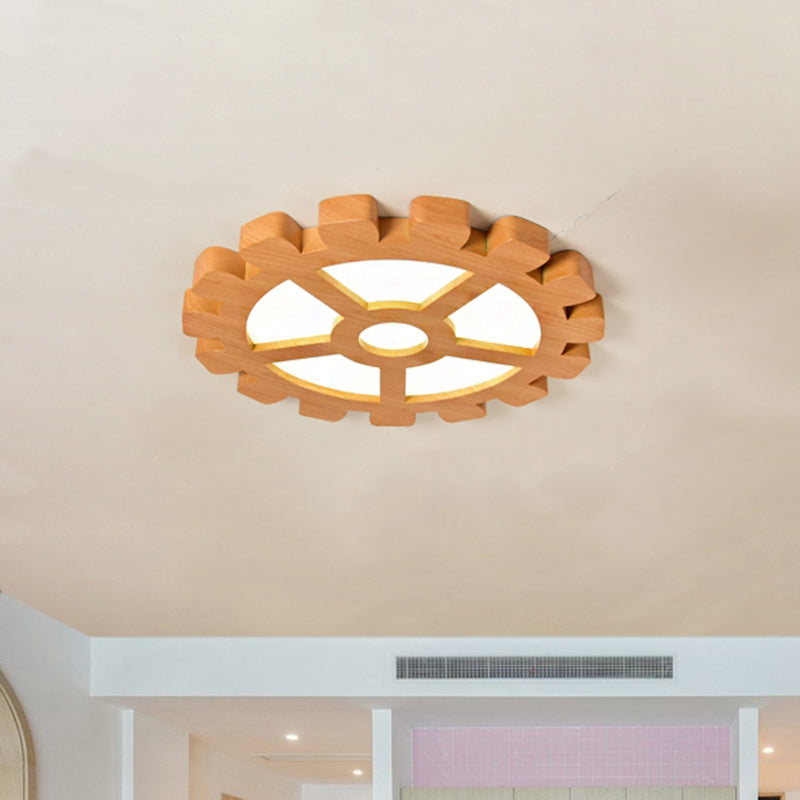 Gear Close to Ceiling Lamp Modernist Metal LED Orange Flush Mount for Kindergarten Clearhalo 'Ceiling Lights' 'Close To Ceiling Lights' 'Close to ceiling' 'Flush mount' Lighting' 1868224