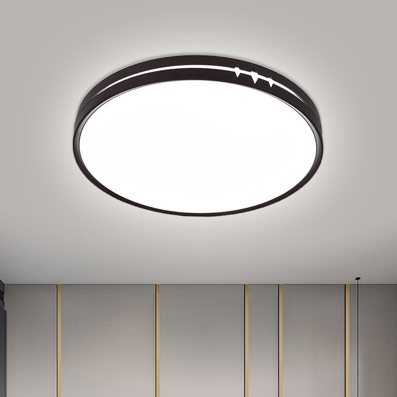 Contemporary LED Flushmount Lighting Black/Grey/White Drum Ceiling Flush Mount with Acrylic Shade Black Clearhalo 'Ceiling Lights' 'Close To Ceiling Lights' 'Close to ceiling' 'Flush mount' Lighting' 1868227