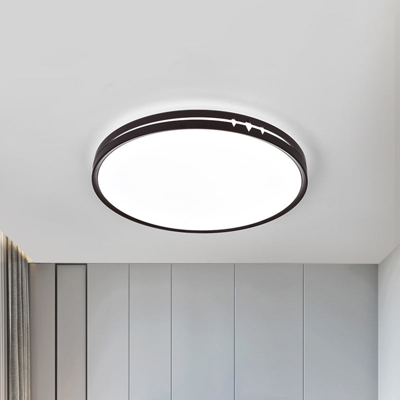 Contemporary LED Flushmount Lighting Black/Grey/White Drum Ceiling Flush Mount with Acrylic Shade Clearhalo 'Ceiling Lights' 'Close To Ceiling Lights' 'Close to ceiling' 'Flush mount' Lighting' 1868228